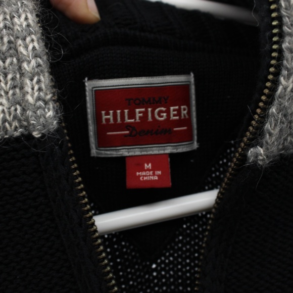 TOMMY HILFIGER Men’s Sweater, Black, Quarter Zip, Cotton, Mohair, Wool Size M - Picture 5 of 12